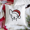 Chihuahua Doodled Santa Hat Dog Breed Throw Pillow Cover -50+ Breeds