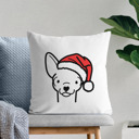 Chihuahua Doodled Santa Hat Dog Breed Throw Pillow Cover -50+ Breeds