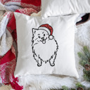 Pomeranian Doodled Santa Hat Dog Breed Throw Pillow Cover -50+ Breeds