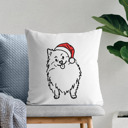 Pomeranian Doodled Santa Hat Dog Breed Throw Pillow Cover -50+ Breeds
