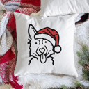 German Shepherd Doodled Santa Hat Dog Breed Throw Pillow Cover -50+ Breeds