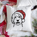 Goldendoodle 2 Doodled Santa Hat Dog Breed Throw Pillow Cover -50+ Breeds