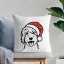 Goldendoodle 2 Doodled Santa Hat Dog Breed Throw Pillow Cover -50+ Breeds