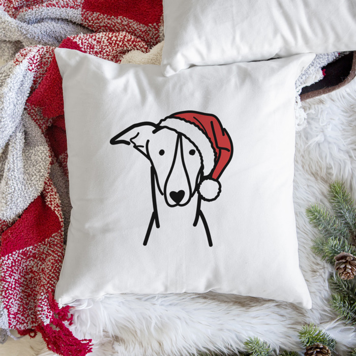 Doodled Santa Hat Dog Breed Throw Pillow Cover -50+ Breeds