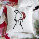 Italian Greyhound Doodled Santa Hat Dog Breed Throw Pillow Cover -50+ Breeds