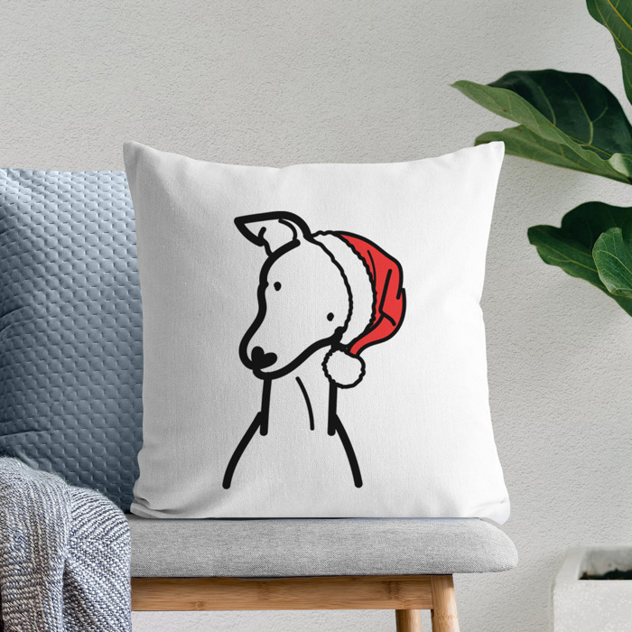 Doodled Santa Hat Dog Breed Throw Pillow Cover -50+ Breeds