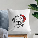 Labrador Retriever Doodled Santa Hat Dog Breed Throw Pillow Cover -50+ Breeds