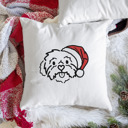 Shih Tzu Doodled Santa Hat Dog Breed Throw Pillow Cover -50+ Breeds