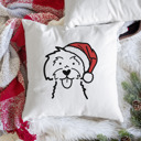 Maltese Doodled Santa Hat Dog Breed Throw Pillow Cover -50+ Breeds