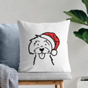 Maltese Doodled Santa Hat Dog Breed Throw Pillow Cover -50+ Breeds