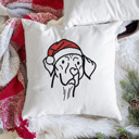 Vizsla Doodled Santa Hat Dog Breed Throw Pillow Cover -50+ Breeds