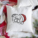 Pug Doodled Santa Hat Dog Breed Throw Pillow Cover -50+ Breeds