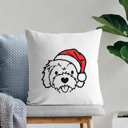 Cockapoo Doodled Santa Hat Dog Breed Throw Pillow Cover -50+ Breeds