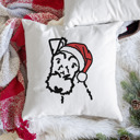 Wire Fox Terrier Doodled Santa Hat Dog Breed Throw Pillow Cover -50+ Breeds