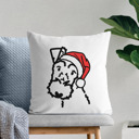 Wire Fox Terrier Doodled Santa Hat Dog Breed Throw Pillow Cover -50+ Breeds