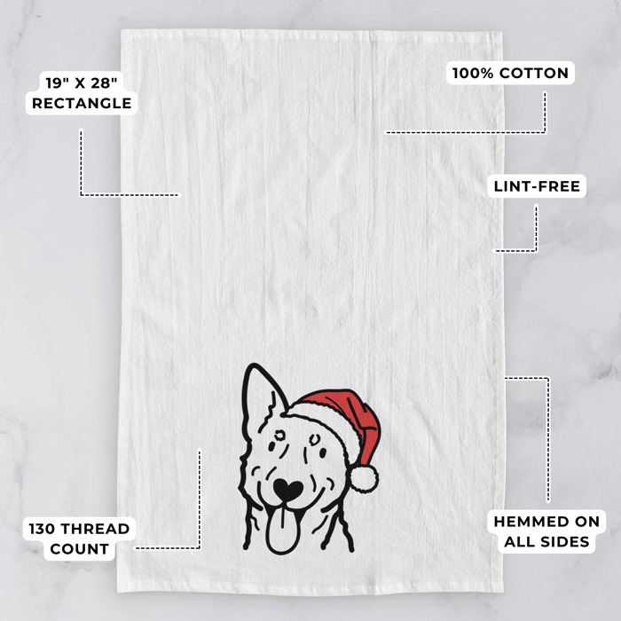 Doodled Santa Hat Dog  Breed Tea Towel - 50+ Breeds