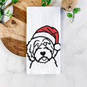 Aussiedoodle Doodled Santa Hat Dog  Breed Tea Towel - 50+ Breeds