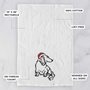 Long Hair Dachshund Doodled Santa Hat Dog  Breed Tea Towel - 50+ Breeds