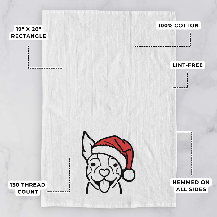 Doodled Santa Hat Dog  Breed Tea Towel - 50+ Breeds