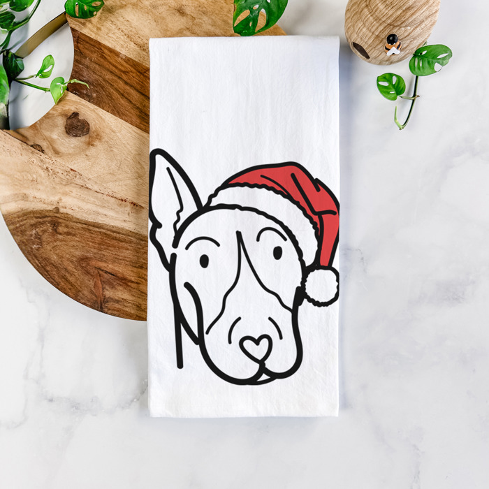 Doodled Santa Hat Dog  Breed Tea Towel - 50+ Breeds