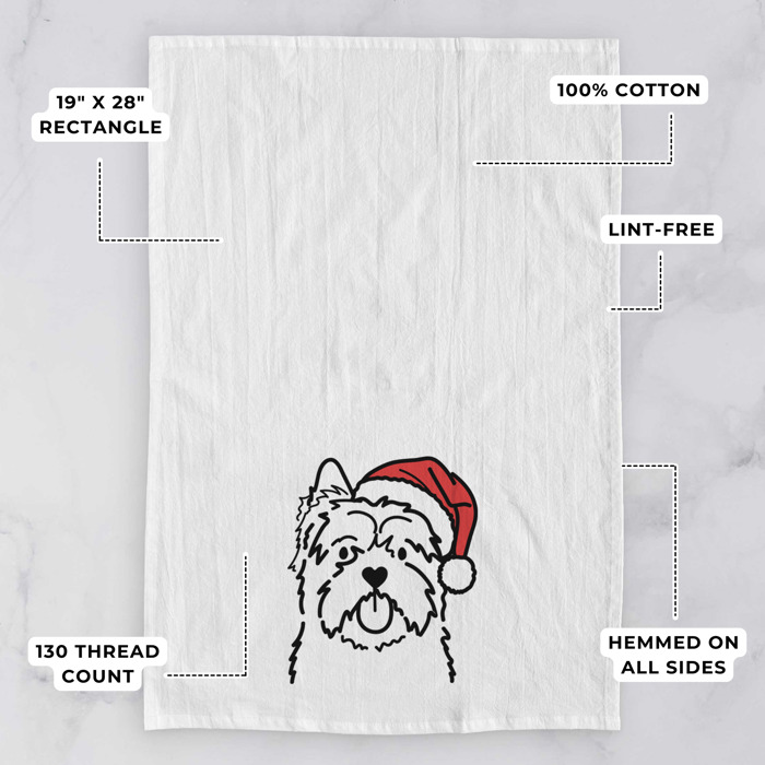 Doodled Santa Hat Dog  Breed Tea Towel - 50+ Breeds