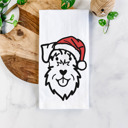 Schnauzer Doodled Santa Hat Dog  Breed Tea Towel - 50+ Breeds