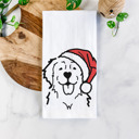 Golden Retriever 2 Doodled Santa Hat Dog  Breed Tea Towel - 50+ Breeds