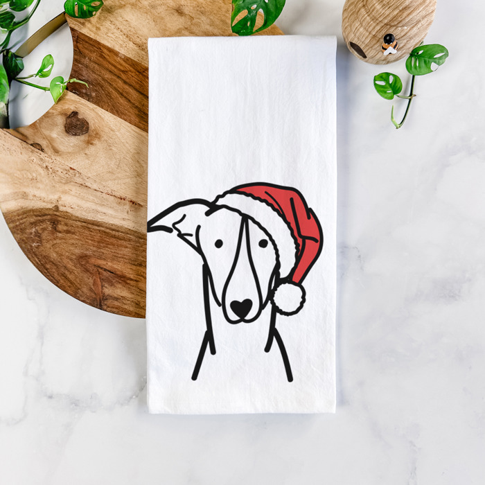 Doodled Santa Hat Dog  Breed Tea Towel - 50+ Breeds