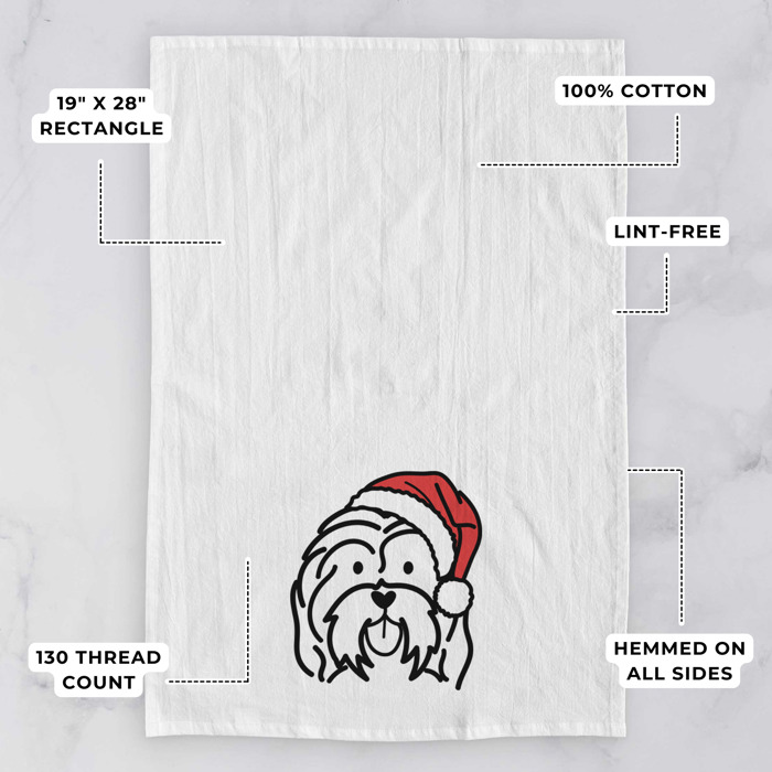 Doodled Santa Hat Dog  Breed Tea Towel - 50+ Breeds