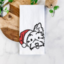 Yorkie Doodled Santa Hat Dog  Breed Tea Towel - 50+ Breeds