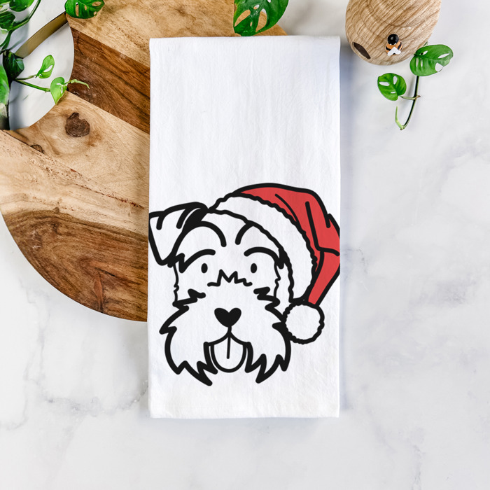 Doodled Santa Hat Dog  Breed Tea Towel - 50+ Breeds