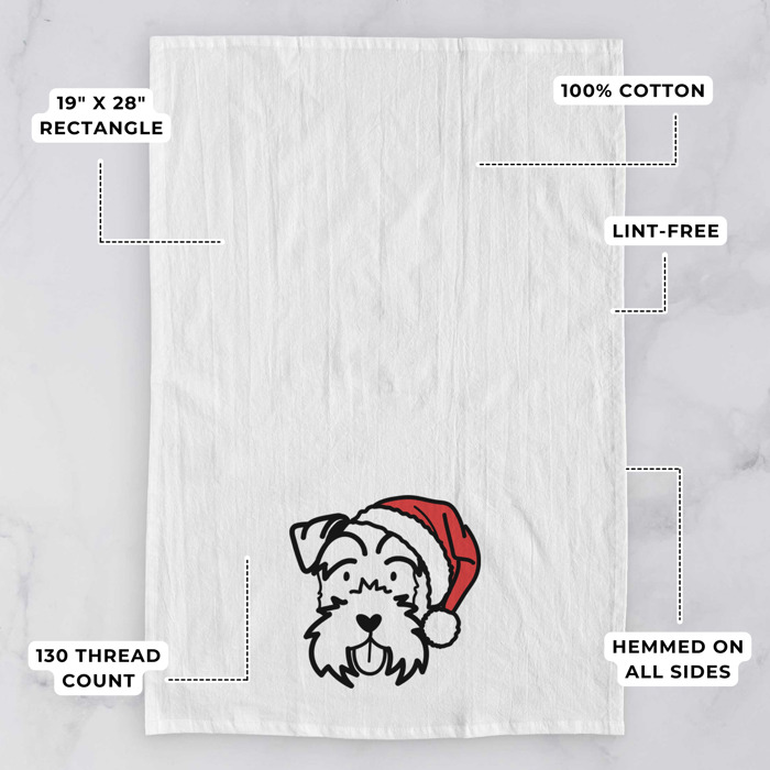 Doodled Santa Hat Dog  Breed Tea Towel - 50+ Breeds