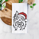 Silky Terrier Doodled Santa Hat Dog  Breed Tea Towel - 50+ Breeds