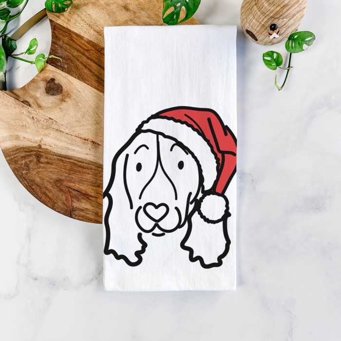 Doodled Santa Hat Dog  Breed Tea Towel - 50+ Breeds