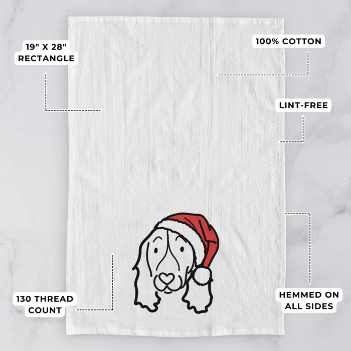 Doodled Santa Hat Dog  Breed Tea Towel - 50+ Breeds