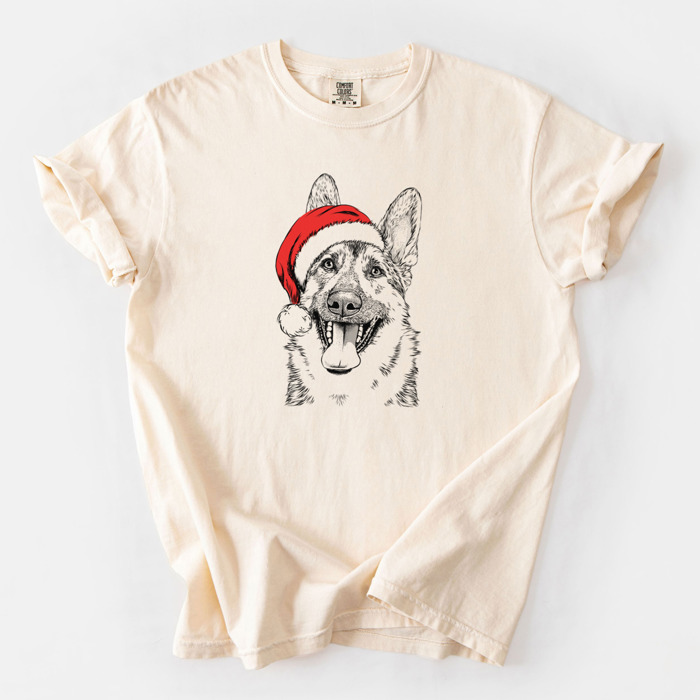 Santa Dog Breed Comfort Colors T-shirts - 40+ Dog Breeds