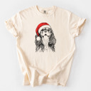 Large Ivory - Cavalier King Charles Santa Dog Breed Comfort Colors T-shirts - 40+ Dog Breeds