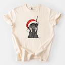 Medium Ivory - Doberman Pinscher Cropped Santa Dog Breed Comfort Colors T-shirts - 40+ Dog Breeds