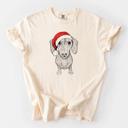 Medium Ivory - Dachshund Santa Dog Breed Comfort Colors T-shirts - 40+ Dog Breeds