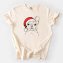 XL Ivory - French Bulldog 2 Santa Dog Breed Comfort Colors T-shirts - 40+ Dog Breeds