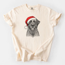 Medium Ivory - Black Lab Santa Dog Breed Comfort Colors T-shirts - 40+ Dog Breeds