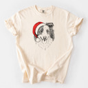 Small Ivory - Border Collie Santa Dog Breed Comfort Colors T-shirts - 40+ Dog Breeds