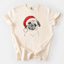 Small Ivory - Pug Santa Dog Breed Comfort Colors T-shirts - 40+ Dog Breeds