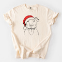 Small Ivory - Pitbull Santa Dog Breed Comfort Colors T-shirts - 40+ Dog Breeds