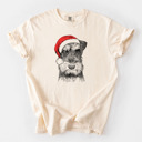 Large Ivory - Mini Schnauzer Santa Dog Breed Comfort Colors T-shirts - 40+ Dog Breeds