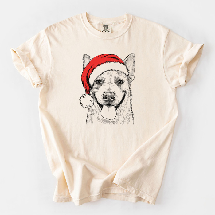 Santa Dog Breed Comfort Colors T-shirts - 40+ Dog Breeds