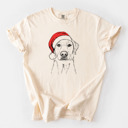 Medium Ivory - Yellow Lab Santa Dog Breed Comfort Colors T-shirts - 40+ Dog Breeds
