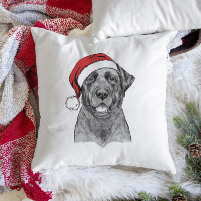 Santa Hat Dog Breed Throw Pillow Cover - 40+ Dog Breeds