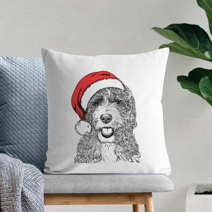 Santa Hat Dog Breed Throw Pillow Cover - 40+ Dog Breeds
