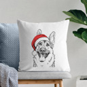 German Shepherd Santa Hat Dog Breed Throw Pillow Cover - 40+ Dog Breeds